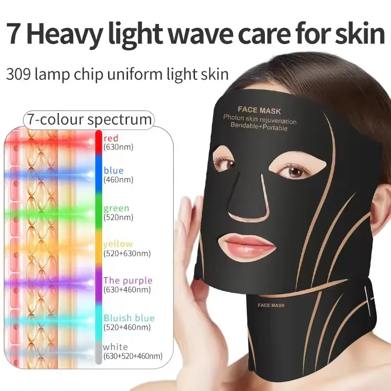 7 Color LED Face and Neck Mask Light Therapy Facial Rejuvenation Device - 10