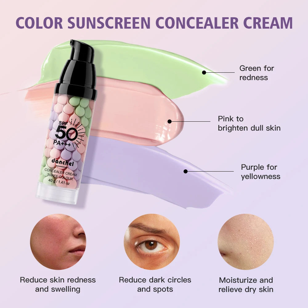 3 Color Correcting Concealer Primer SPF50 Face Makeup Base - 6