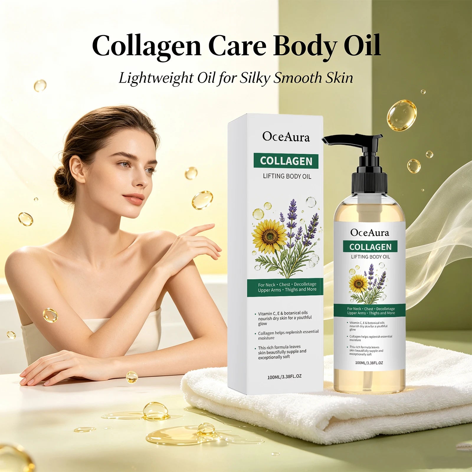Collagen Body Oil Skin Tightening Moisturizer for Dry Rough Skin - 1