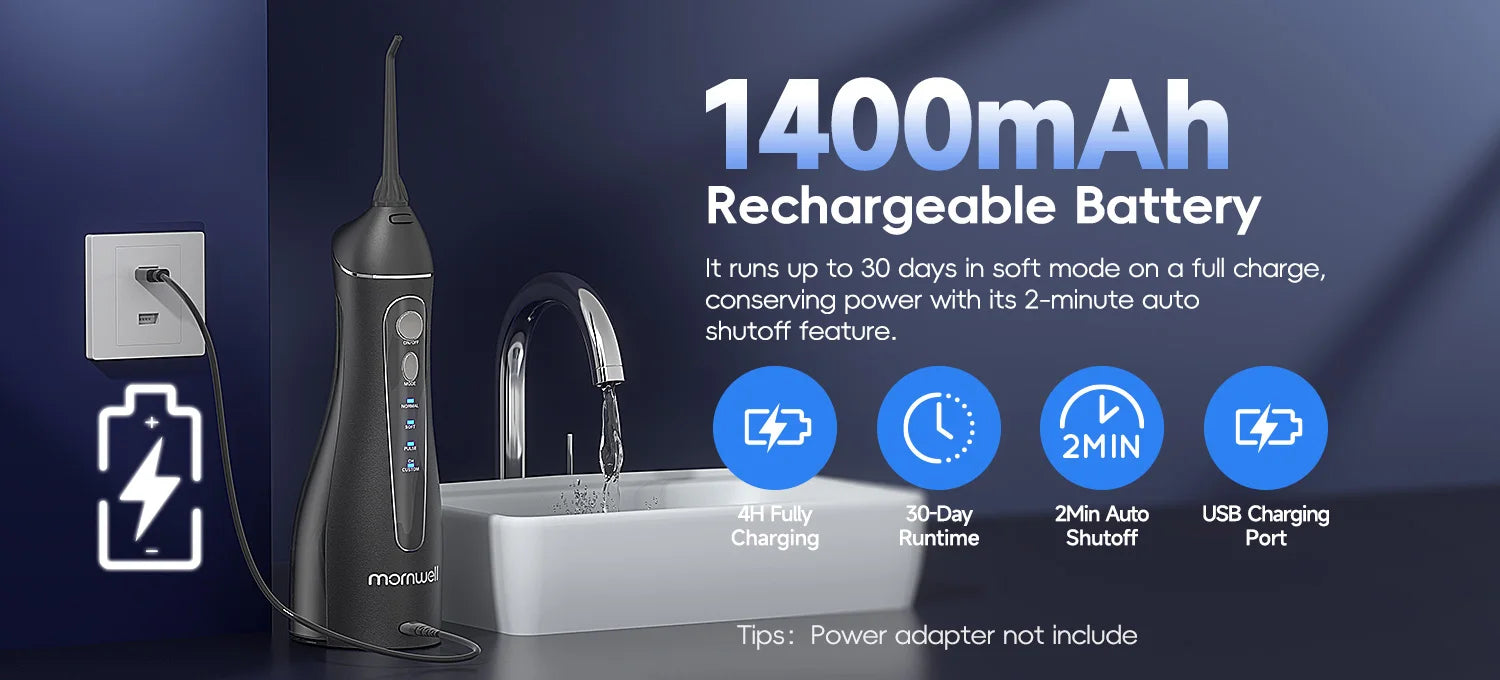 Portable Water Flosser Cordless Dental Oral Irrigator - 7