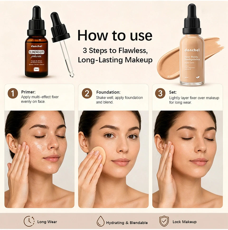 Liquid Foundation and Primer Set Long Lasting Makeup Combo