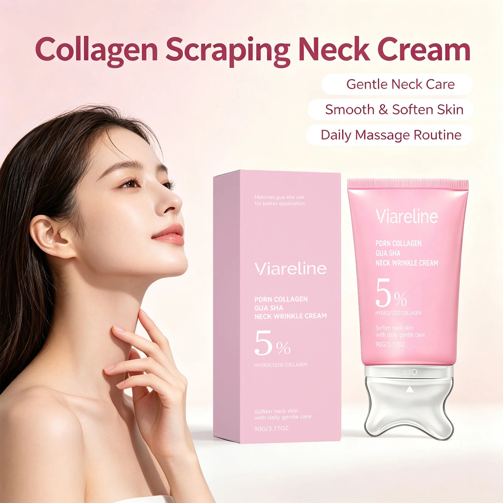 Collagen Neck Cream and Anti Wrinkle Massager for Firming Skin - 1