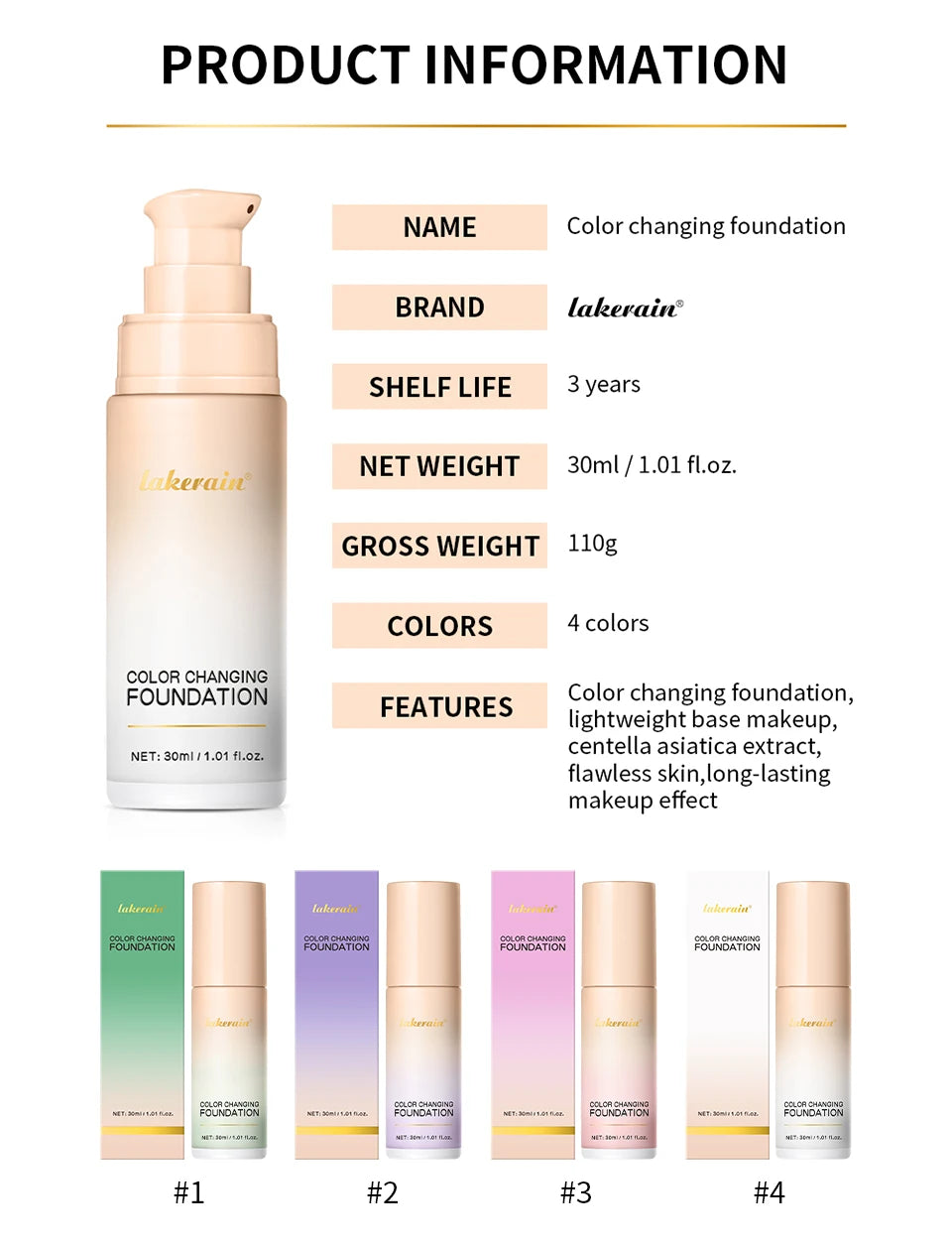 Color Changing Foundation Liquid Concealer Makeup Base