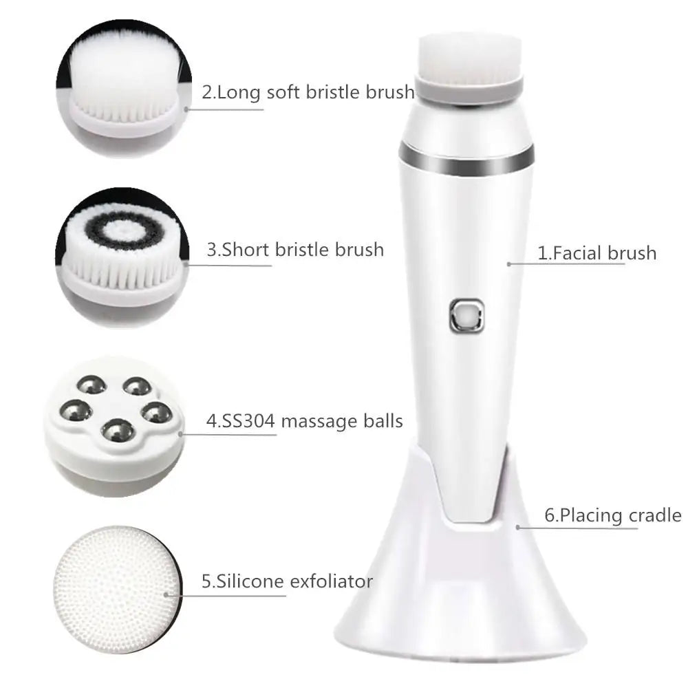 4 in 1 Electric Facial Cleansing Brush Rechargeable Pore Cleaner