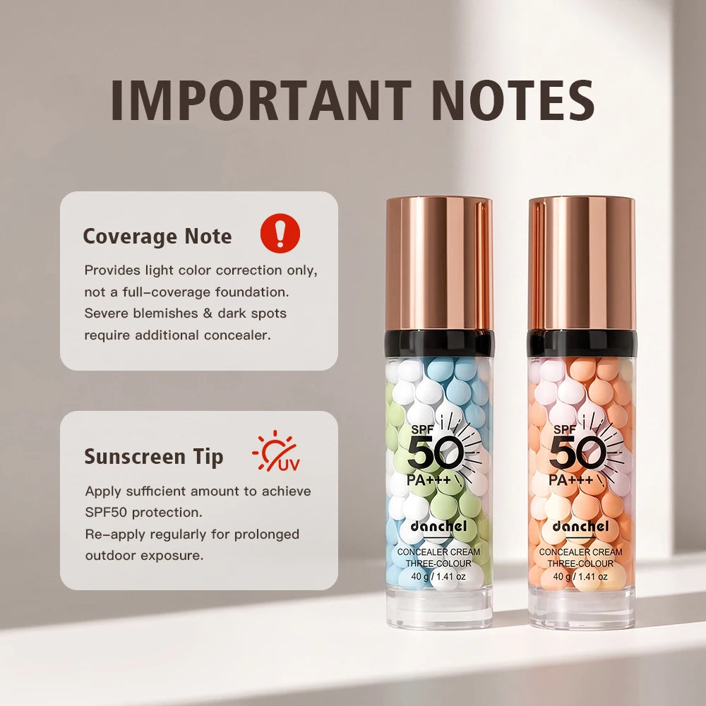 3 Color Correcting Concealer Primer SPF50 Face Makeup Base