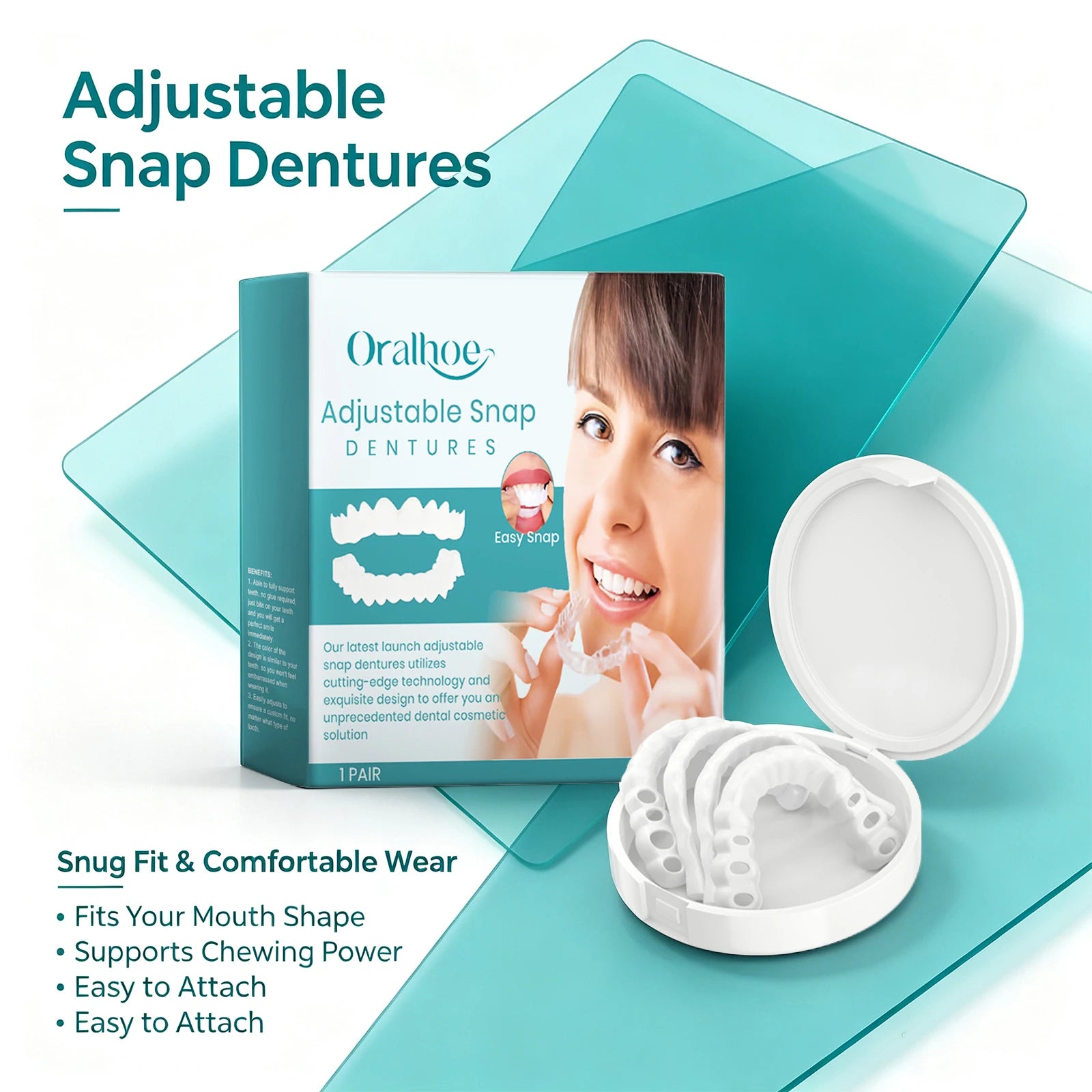 Adjustable Snap Dentures Temporary Teeth Veneers for Natural Smile - 2
