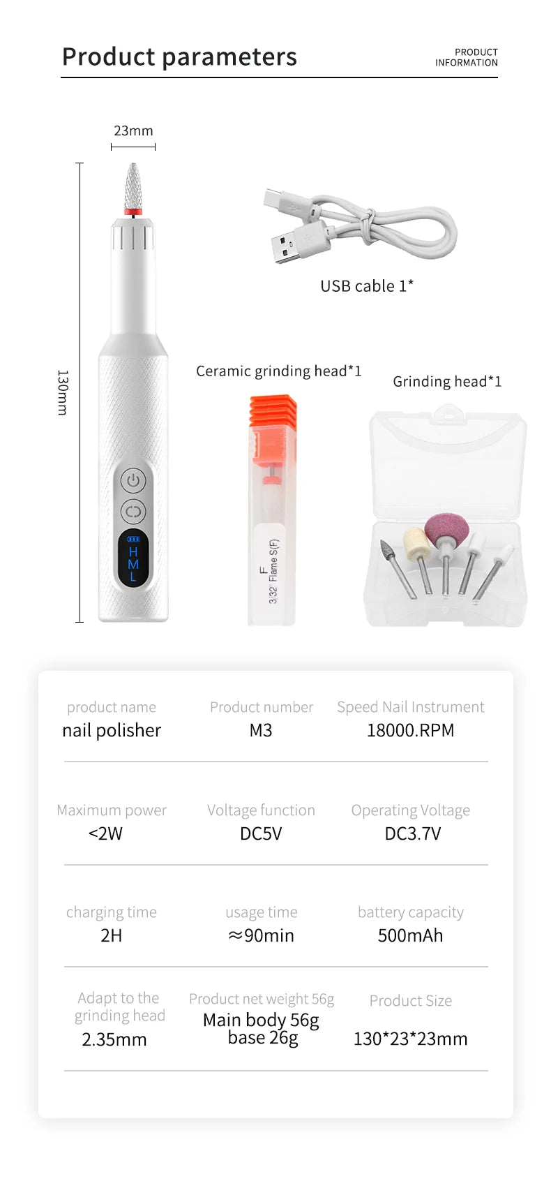 Cordless Nail Drill Electric Nail File Machine for Manicure Pedicure