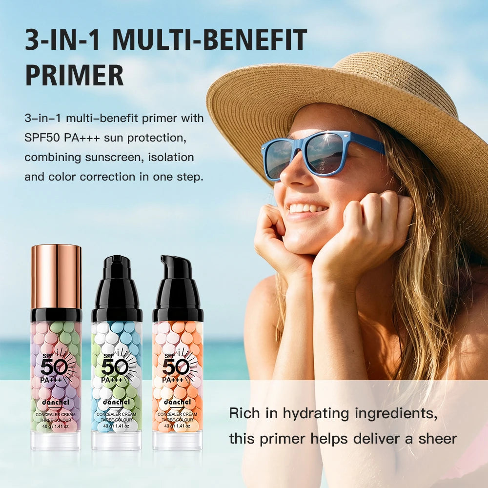 3 Color Correcting Concealer Primer SPF50 Face Makeup Base