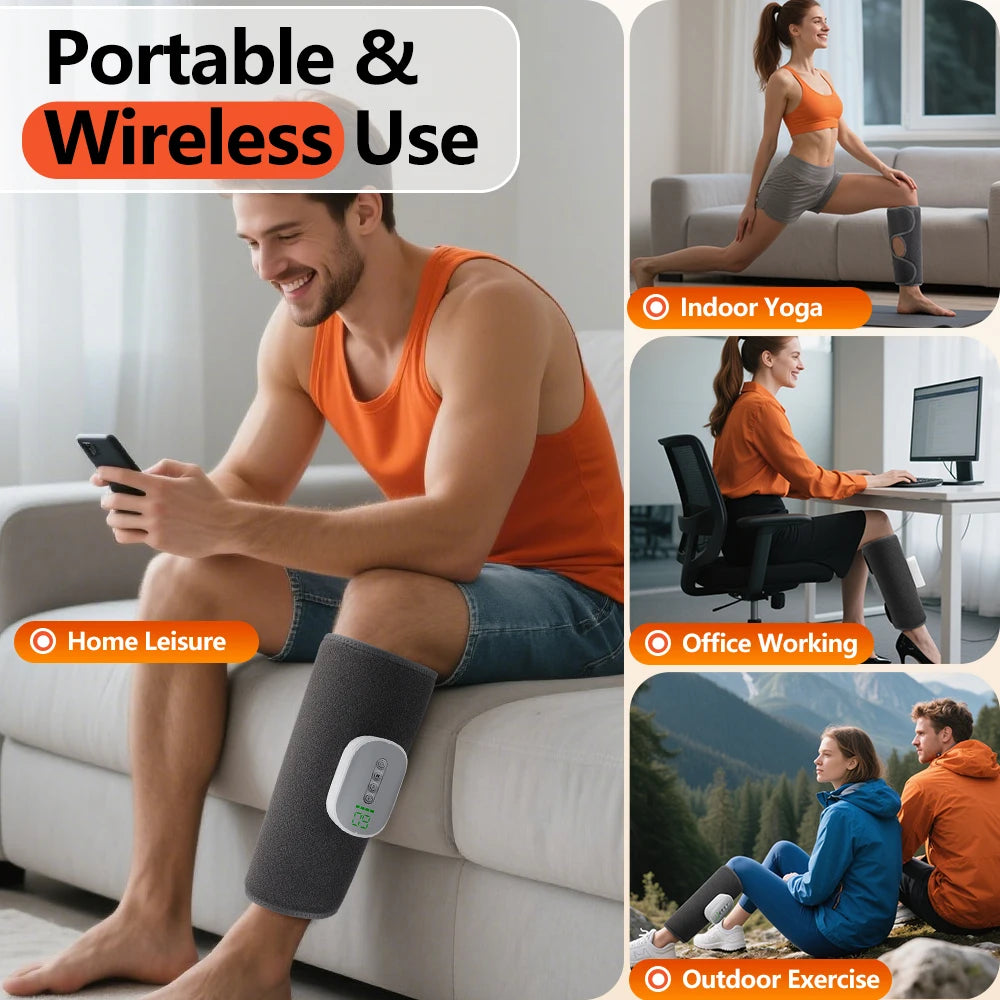 Cordless Leg Massager Calf Air Compression Wrap with Heat - 12