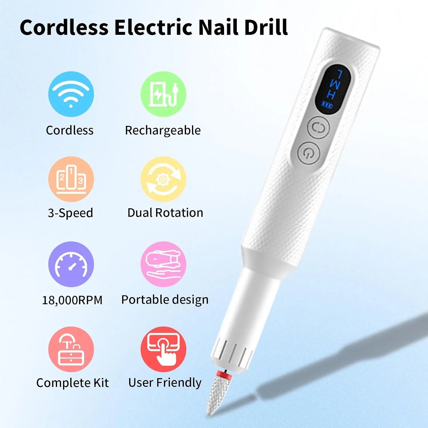 Cordless Nail Drill Electric Nail File Machine for Manicure Pedicure - 2