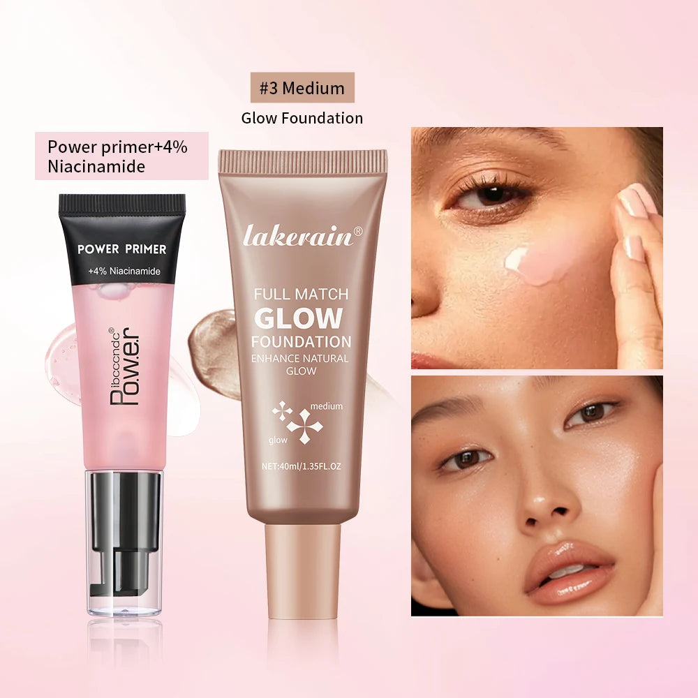 Power Primer and Glow Foundation Makeup Set Hydrating Face Cosmetics - 11