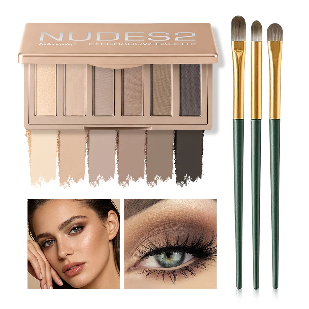 6 Color Eyeshadow Palette and Makeup Brush Set Nude Matte Eye Shadow
