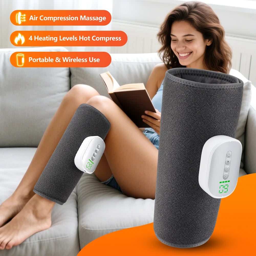 Cordless Leg Massager Calf Air Compression Wrap with Heat