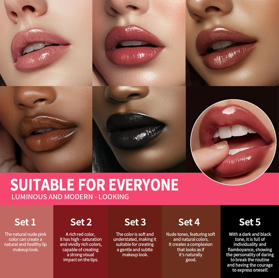 Matte Lipstick and Lip Liner Makeup Set Long Lasting Lip Cosmetic Kit