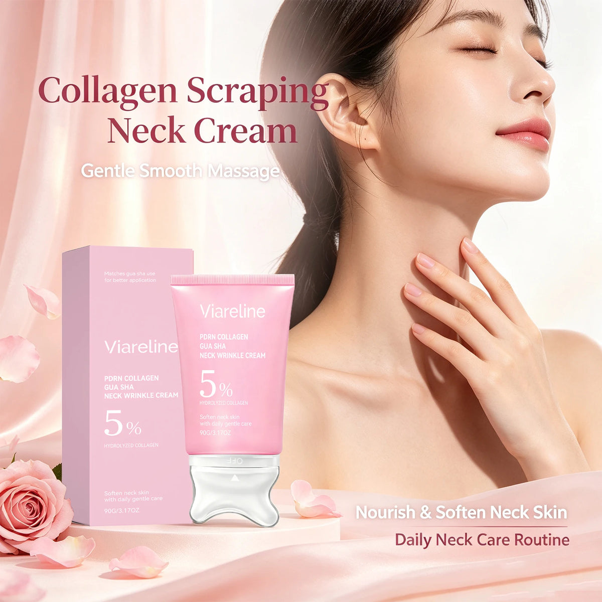 Collagen Neck Cream and Anti Wrinkle Massager for Firming Skin