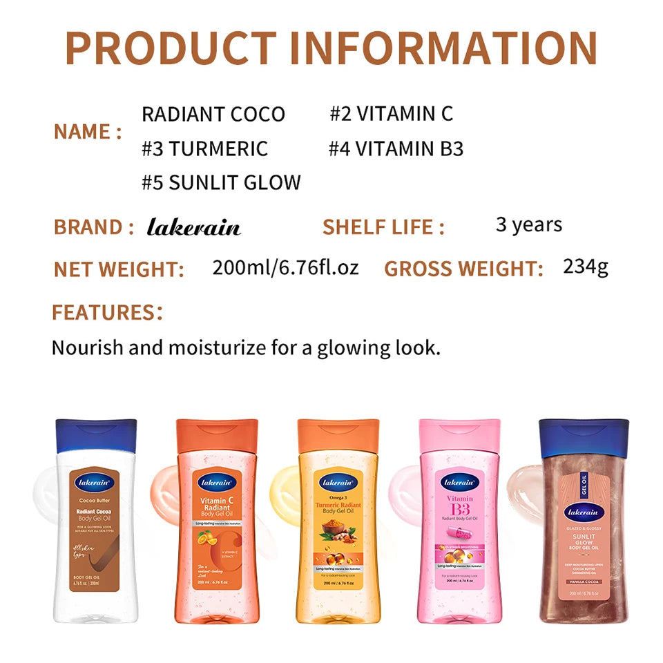 Radiant Body Gel Oil Hydrating Shimmer Moisturizing Skin Care Treatment - 14