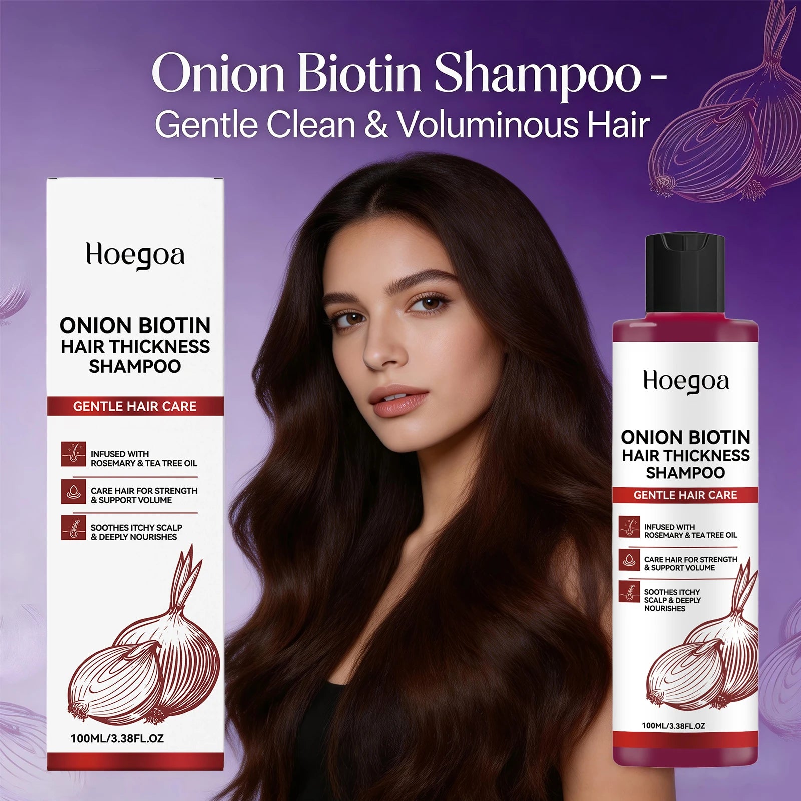 Onion Biotin Shampoo Hair Thickening Wash for Volume and Scalp Care - 10