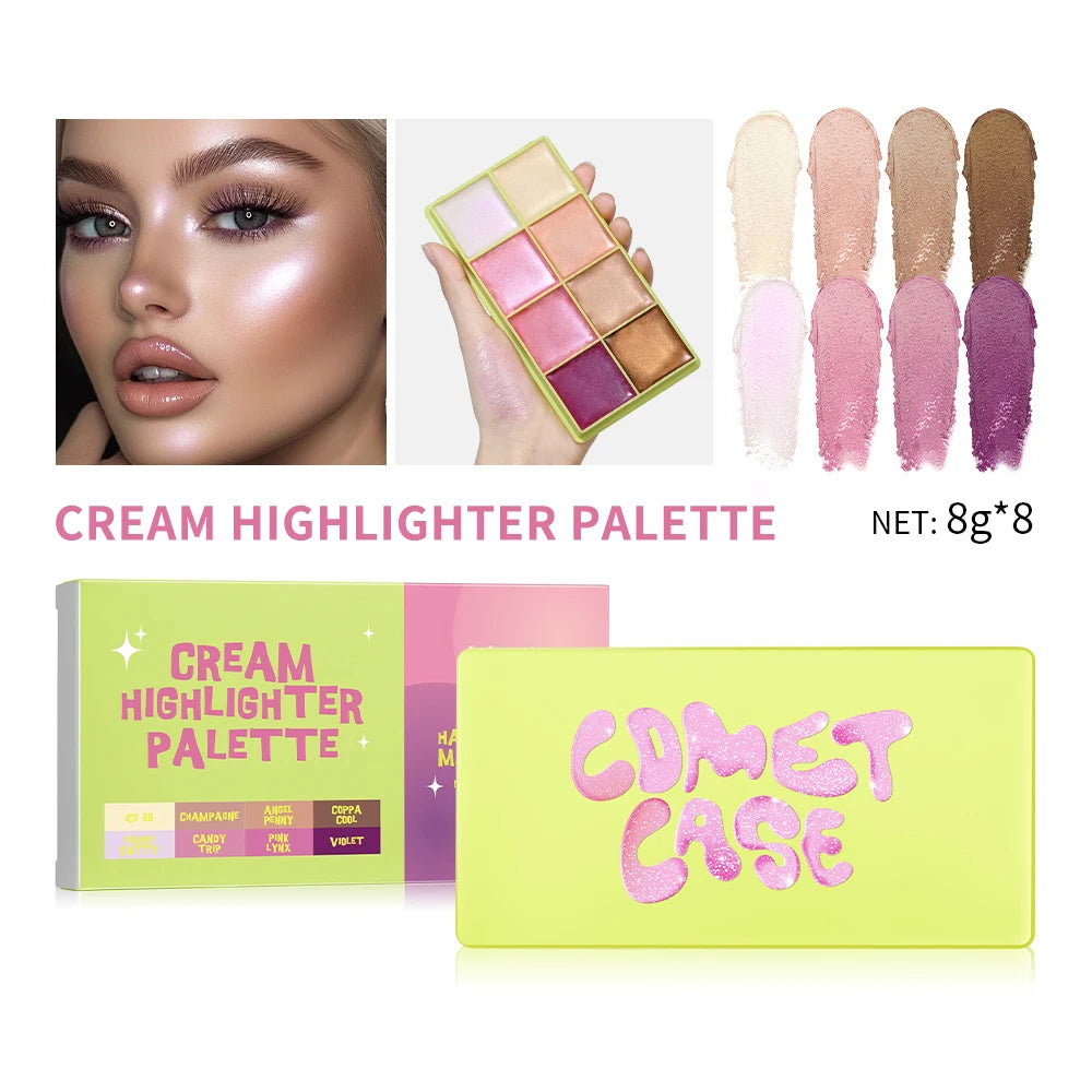 Cream Highlighter Palette and Face Bronzer Makeup Set