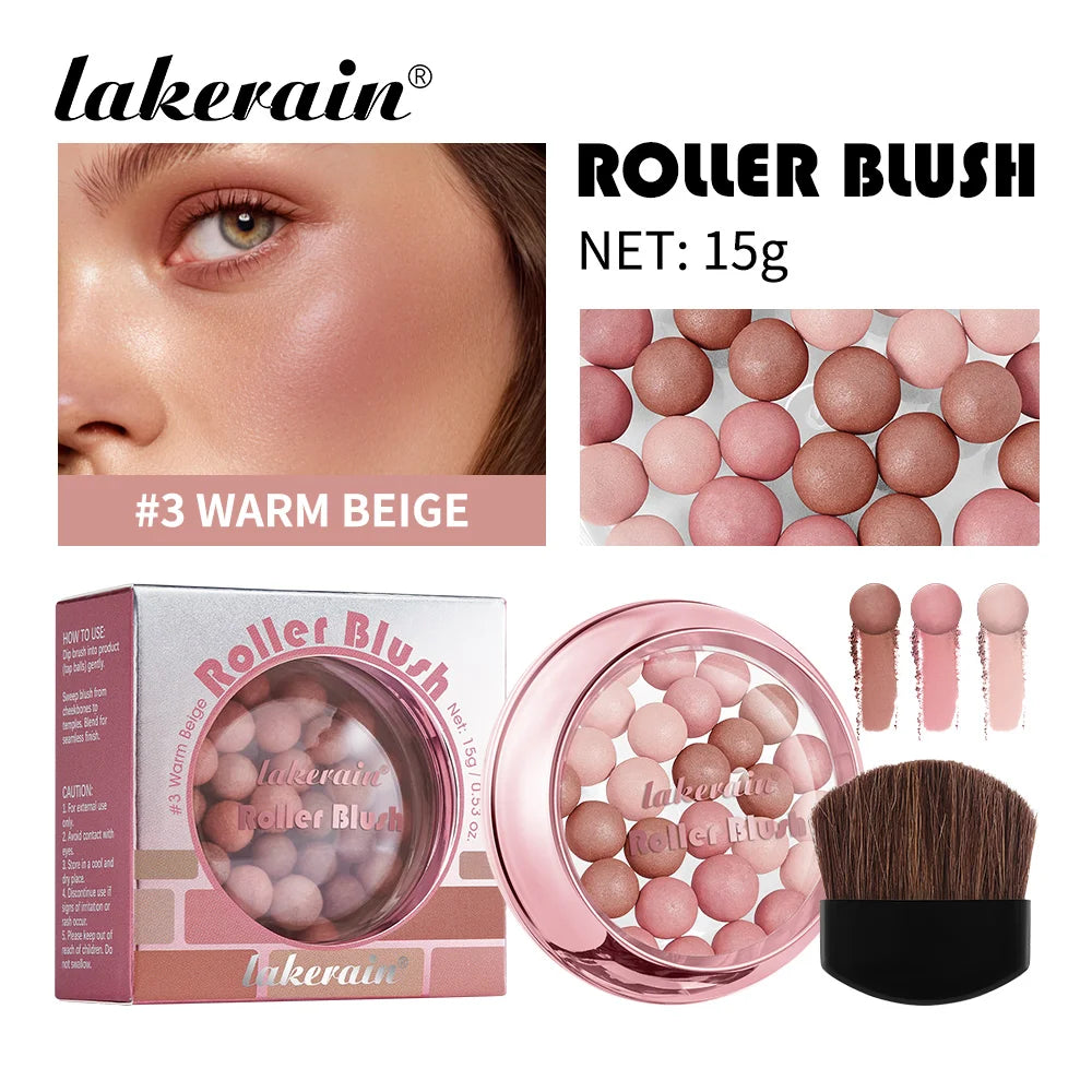 Roller Blush Spherical Powder Beads Shimmer Face Makeup Blusher - 24
