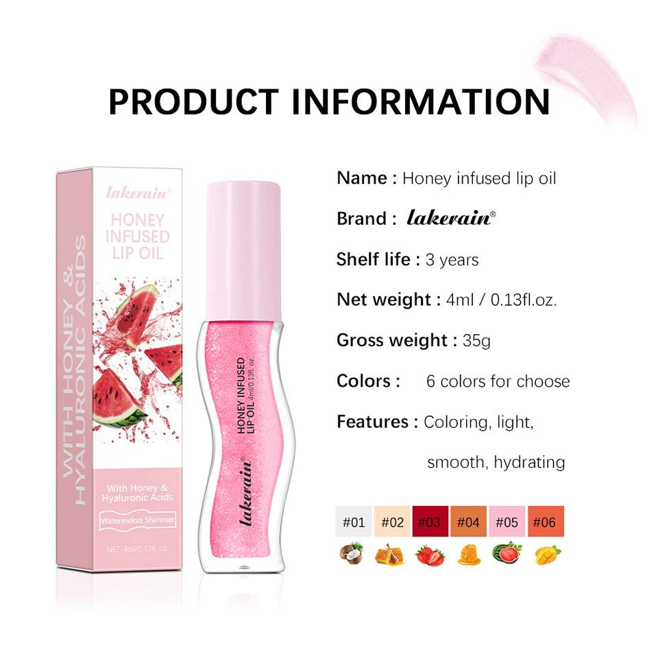 Honey Infused Lip Oil Hydrating Gloss and Moisturizing Lip Tint - 17