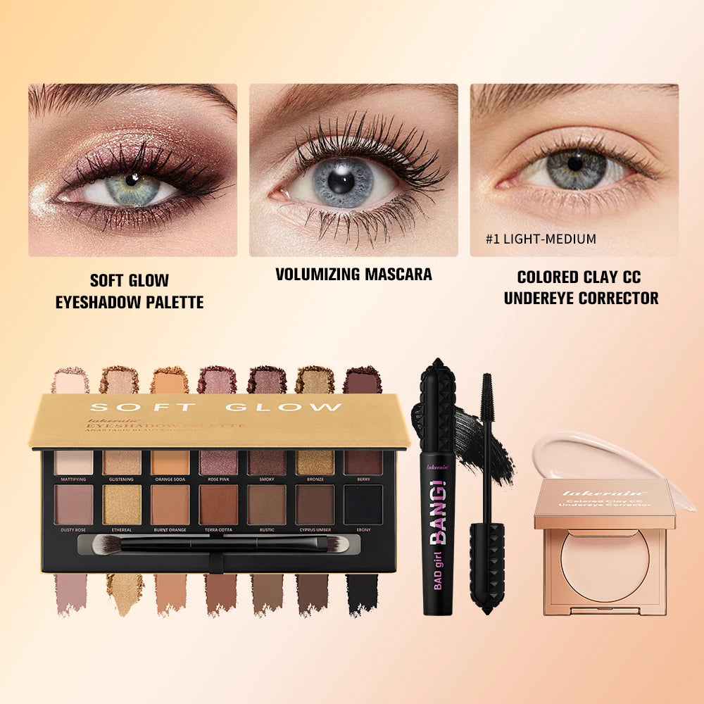 3 Piece Eye Makeup Set Color Corrector Eyeshadow Palette and Mascara