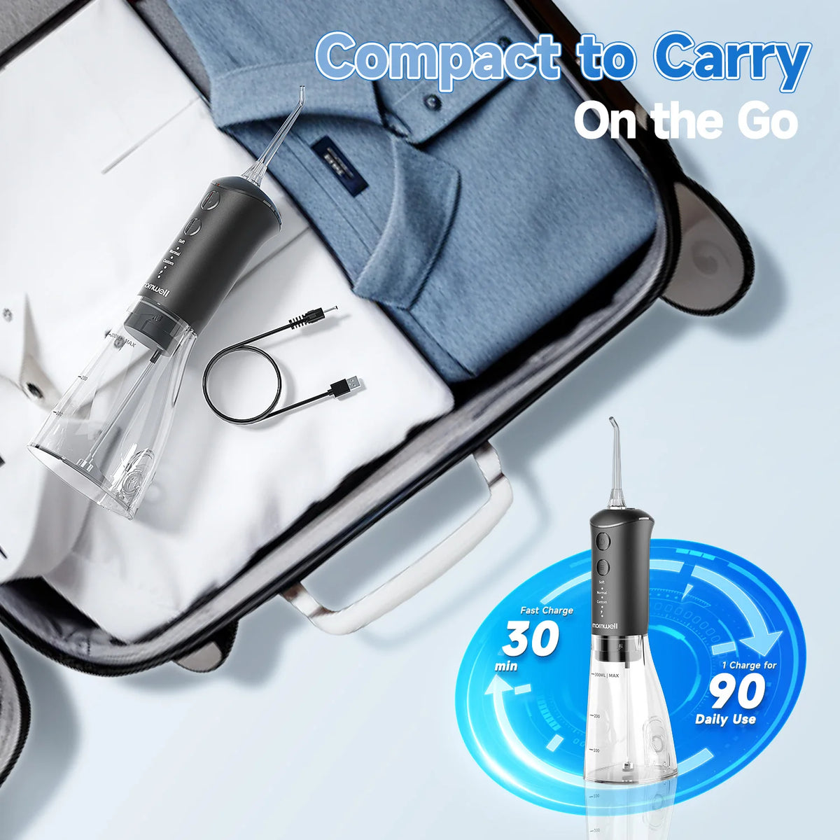 Portable Water Flosser Oral Irrigator Rechargeable Teeth Cleaner