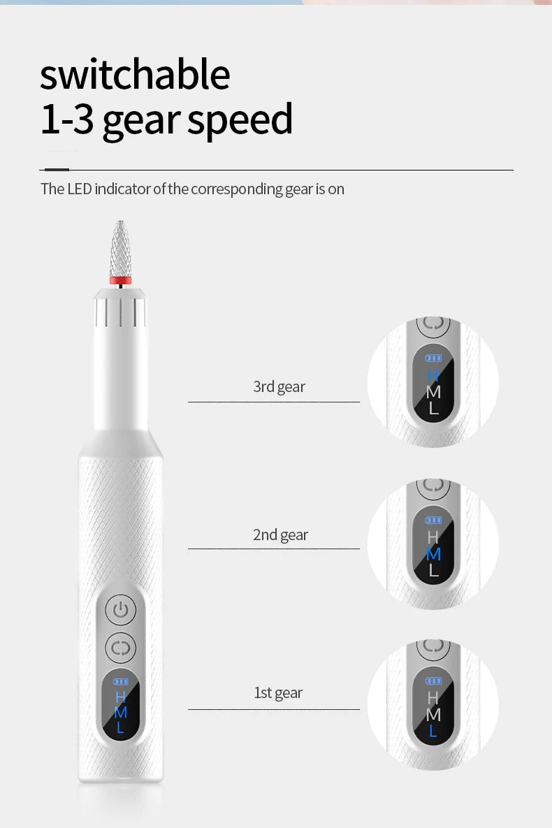 Cordless Nail Drill Electric Nail File Machine for Manicure Pedicure