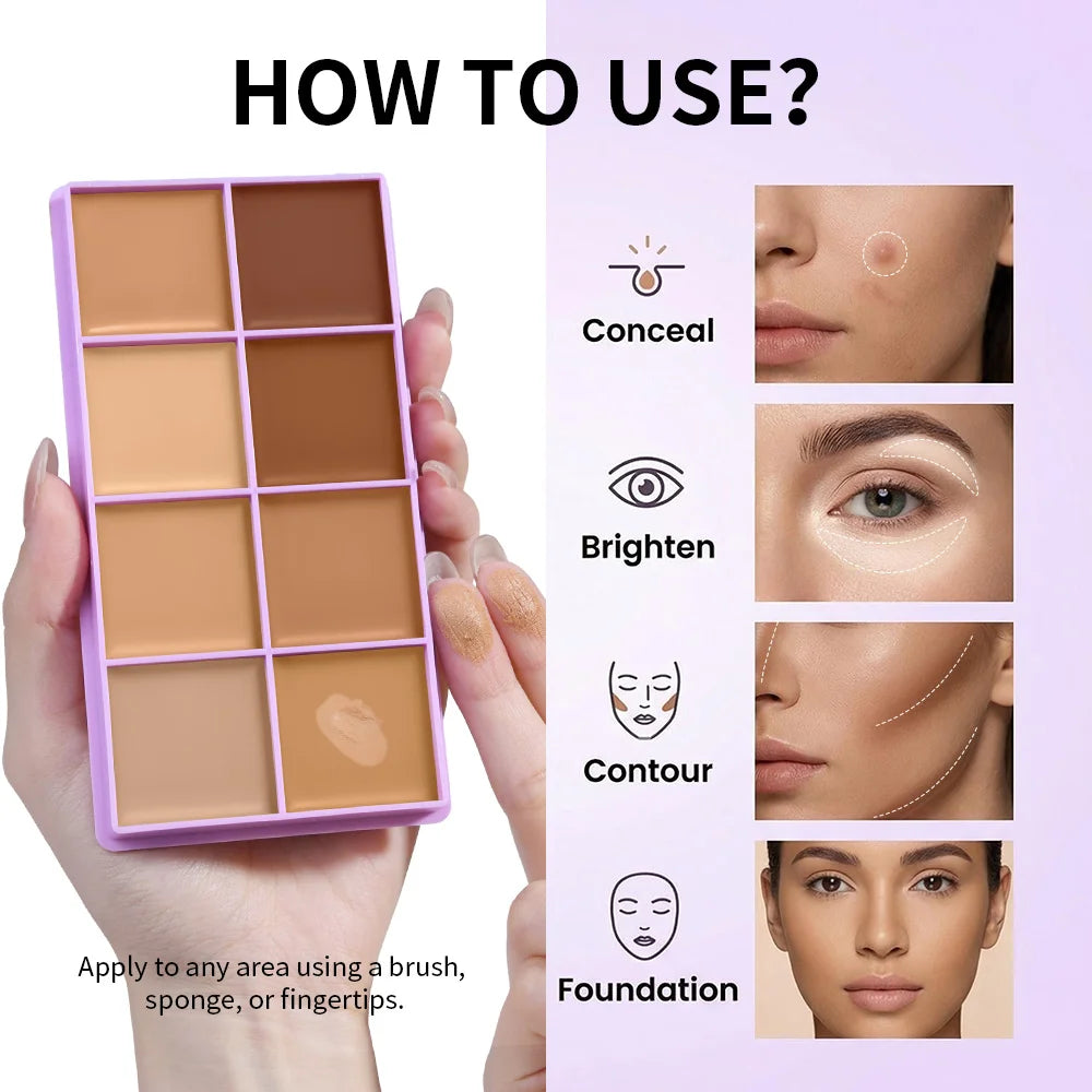 8 Shade Cream Concealer Palette Face Contour and Makeup Corrector