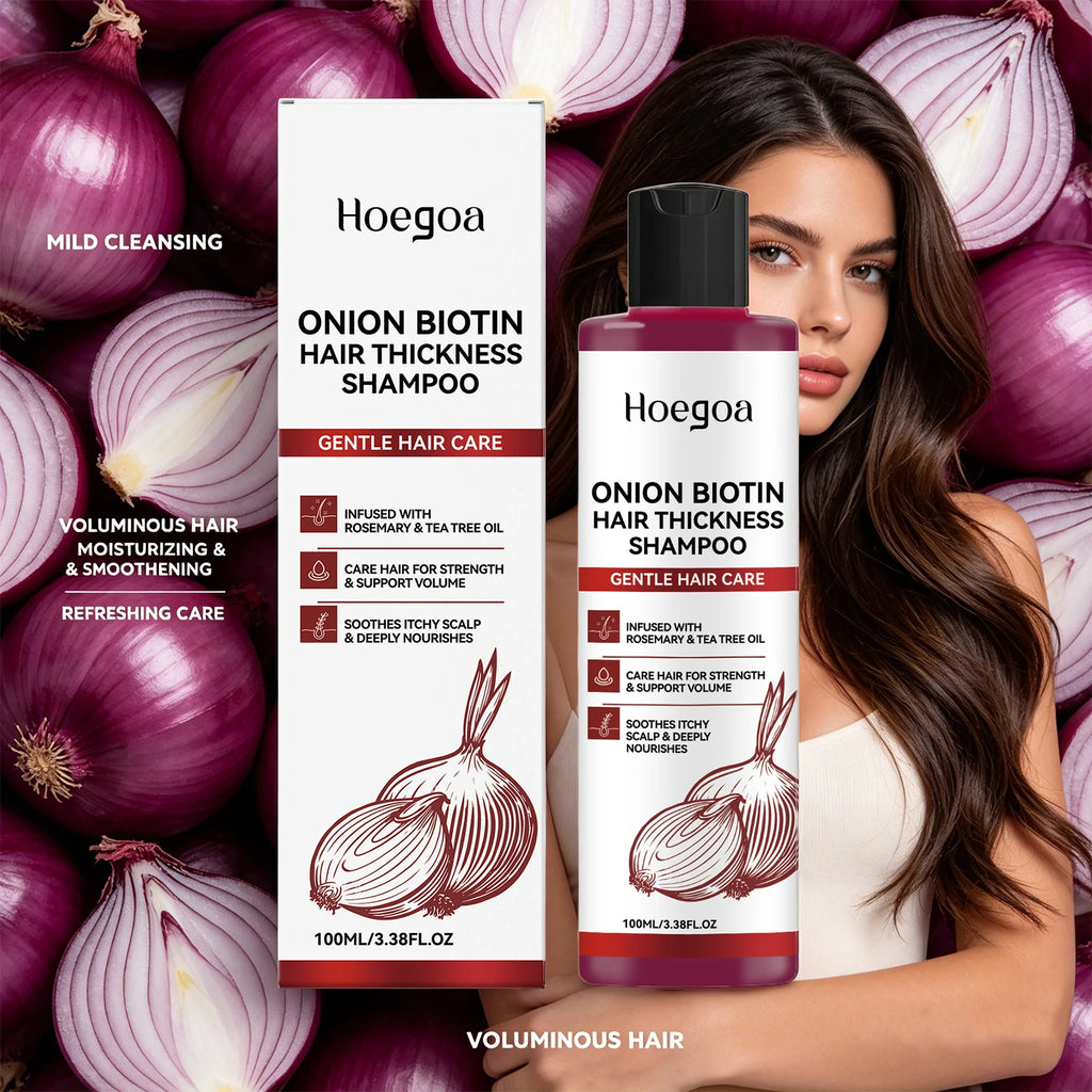 Onion Biotin Shampoo Hair Thickening Wash for Volume and Scalp Care
