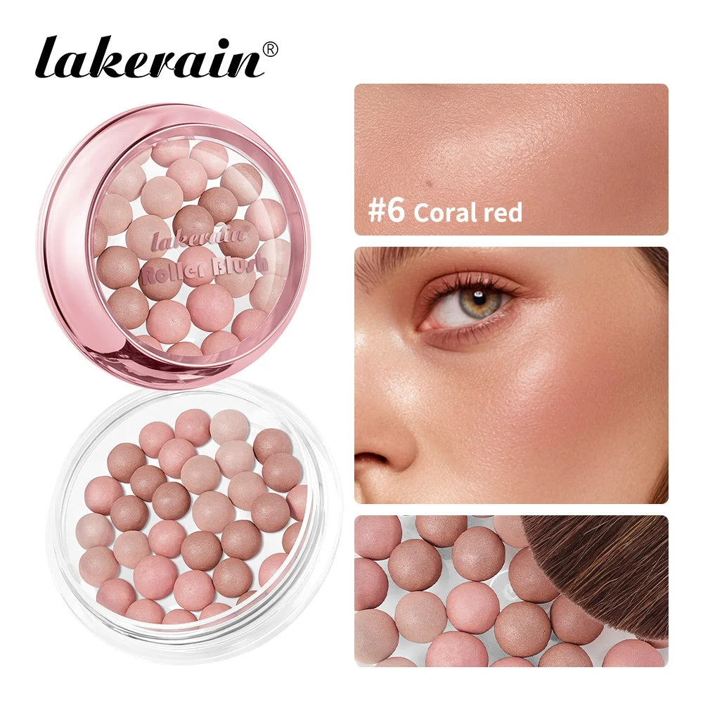 Roller Blush Spherical Powder Beads Shimmer Face Makeup Blusher - 1