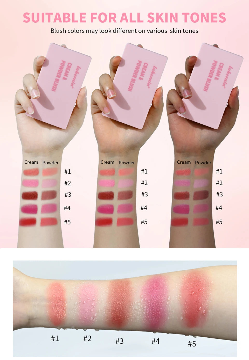 2 in 1 Cream and Powder Blush Face Blusher Makeup Palette - 13