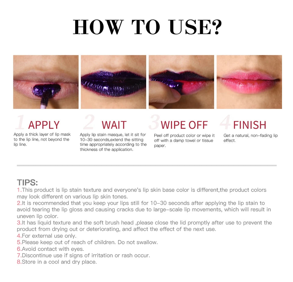 Peel Off Lip Stain Matte Waterproof Lip Tint Masque - 15