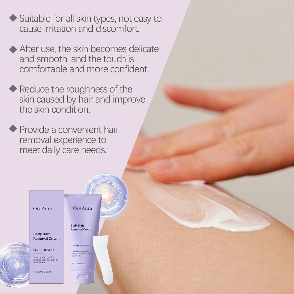 Painless Hair Removal Cream Gentle Body Depilatory for Sensitive Skin