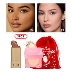 Foundation Stick and Pressed Powder Makeup Set with Gift Pouch