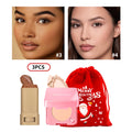 Foundation Stick and Pressed Powder Makeup Set with Cosmetic Pouch