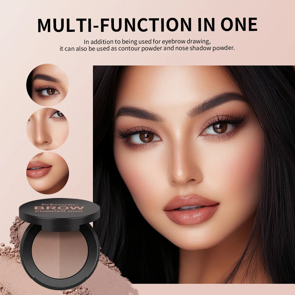 Two Color Eyebrow Powder Palette and Contour Shadow Makeup - 2