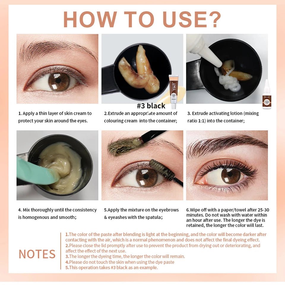 Eyelash and Brow Tint Kit Waterproof Eyebrow Dyeing Set