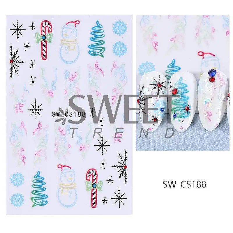 Christmas Nail Stickers Winter Nail Art Decals - 41