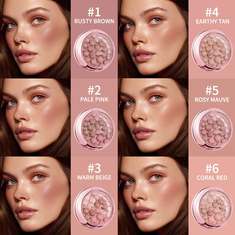 Roller Blush Spherical Powder Beads Shimmer Face Makeup Blusher