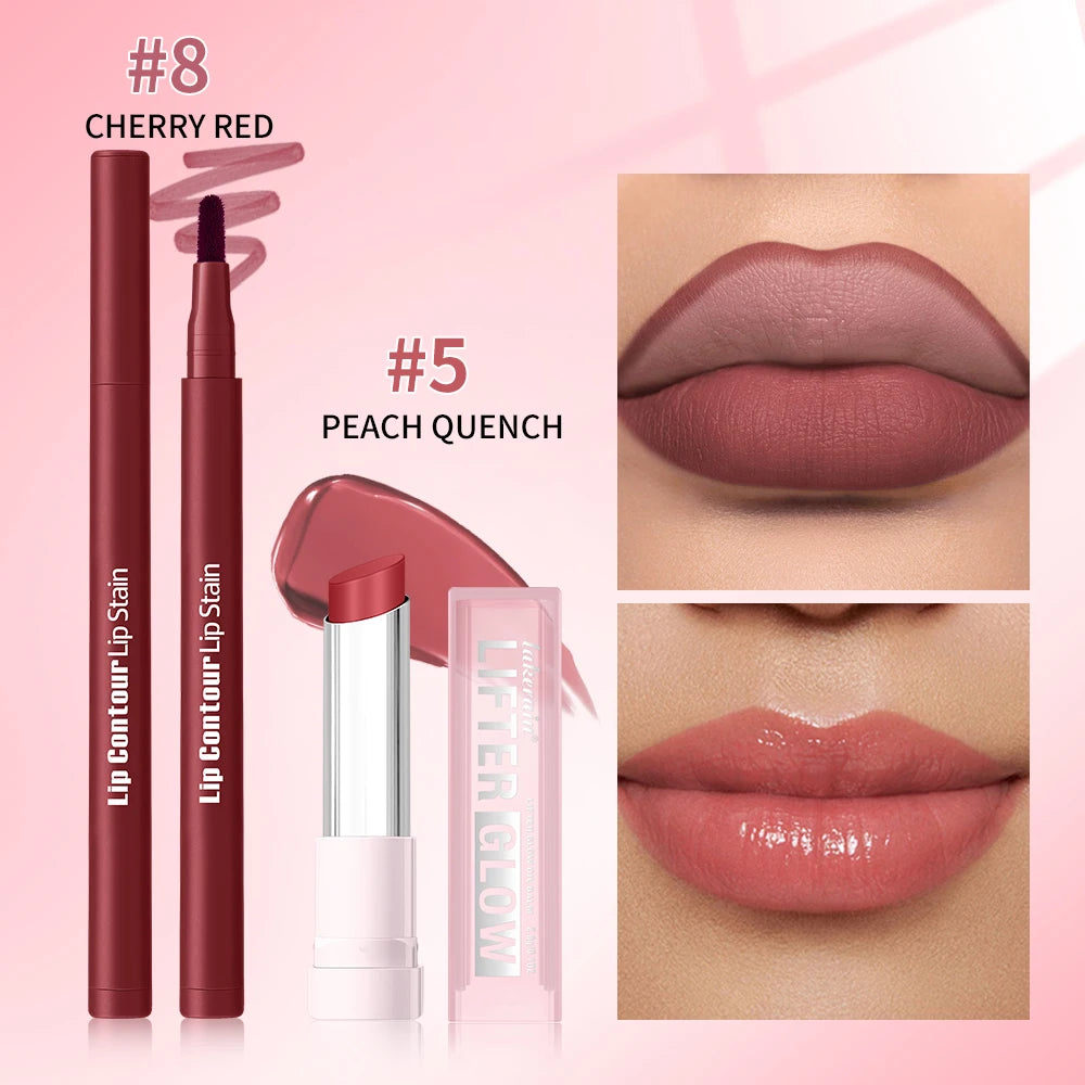 Lip Liner Pencil and Lip Contour Makeup Kit Hydrating Lip Balm - 9