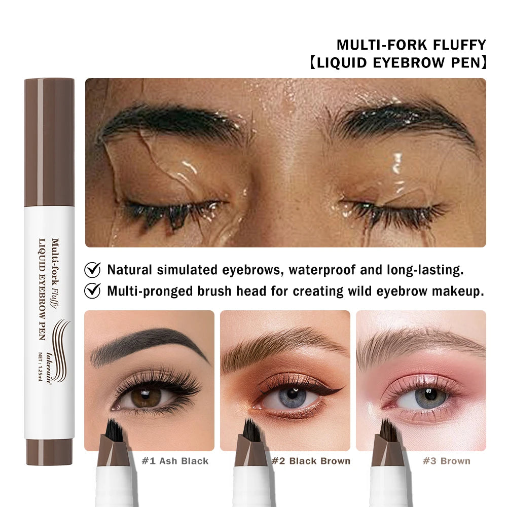Liquid Eyebrow Pen Microblading Fork Tip Tattoo Brow Pencil - 3