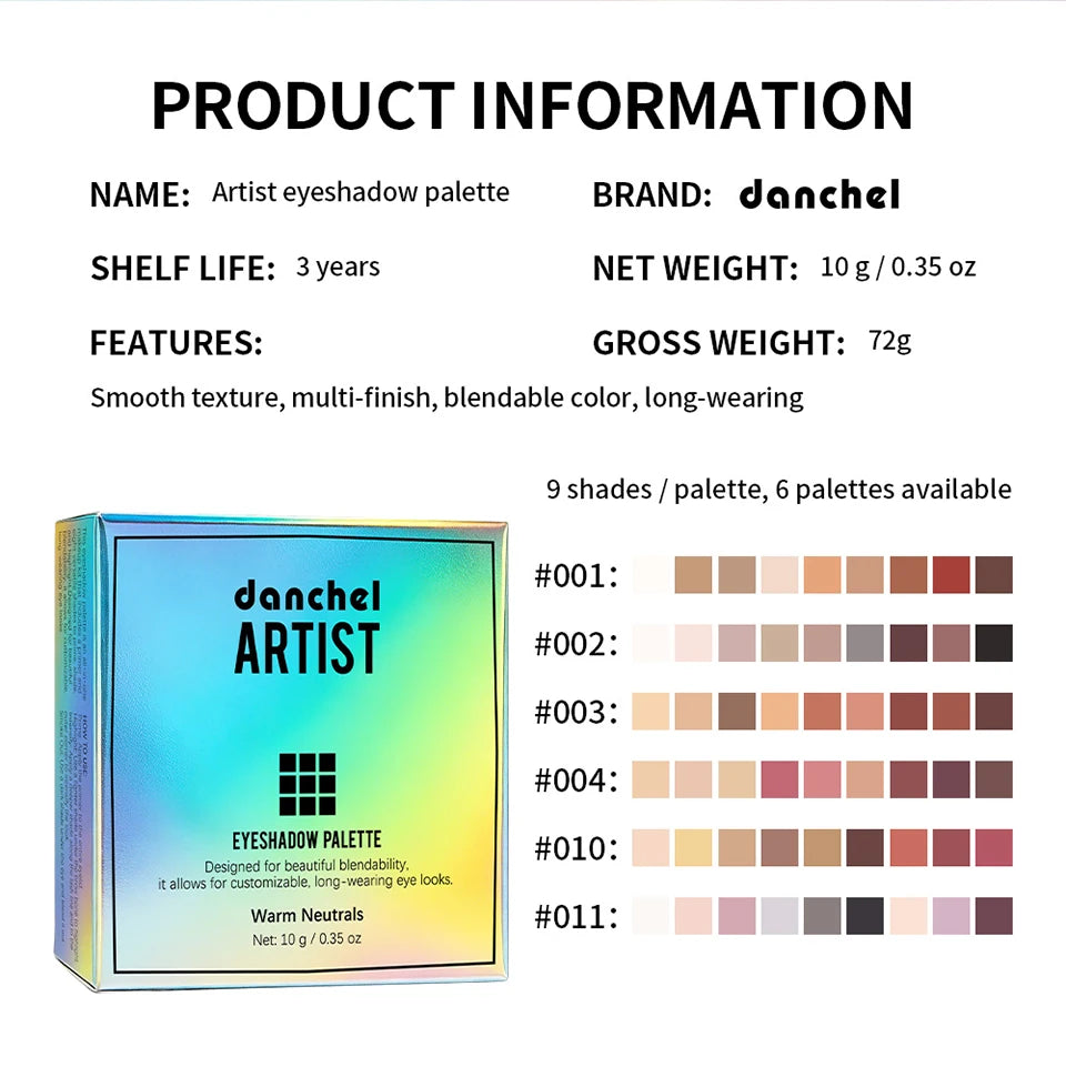 9 Shade Eyeshadow Palette Matte Glitter Pigmented Makeup Eye Shadow - 18
