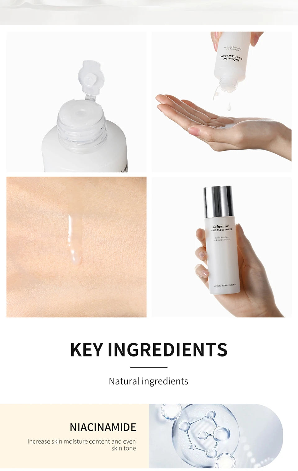 Milk Glow Toner Hydrating Facial Essence for Brightening Skin