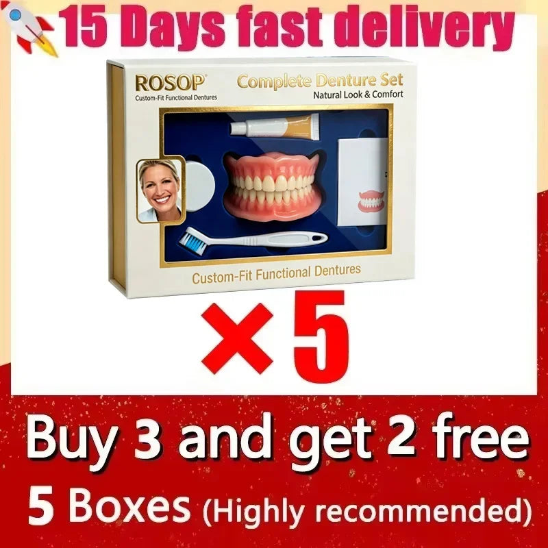 Cosmetic Smile Veneers Silicone Snap On False Teeth Upper and Lower Set - 14