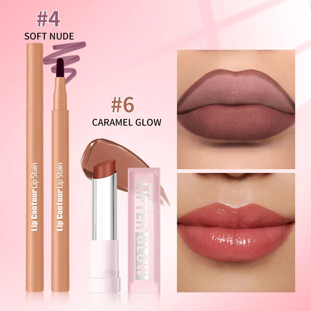 Lip Liner Pencil and Moisturizing Lip Balm Makeup Kit - 9
