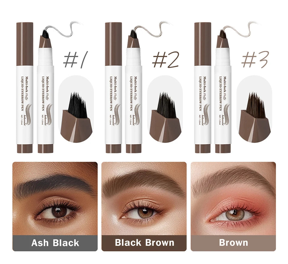 Liquid Eyebrow Pencil Multi Fork Tattoo Pen for Natural Brows