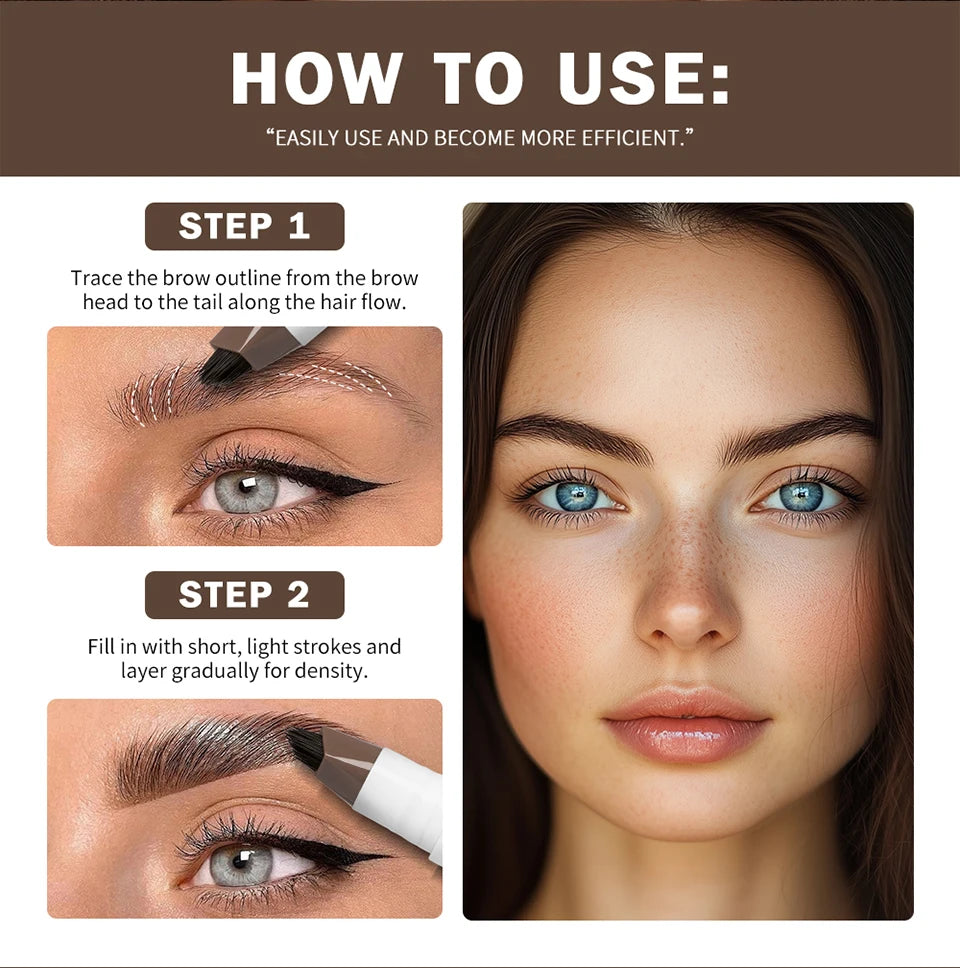 Liquid Eyebrow Pen Microblading Fork Tip Tattoo Brow Pencil