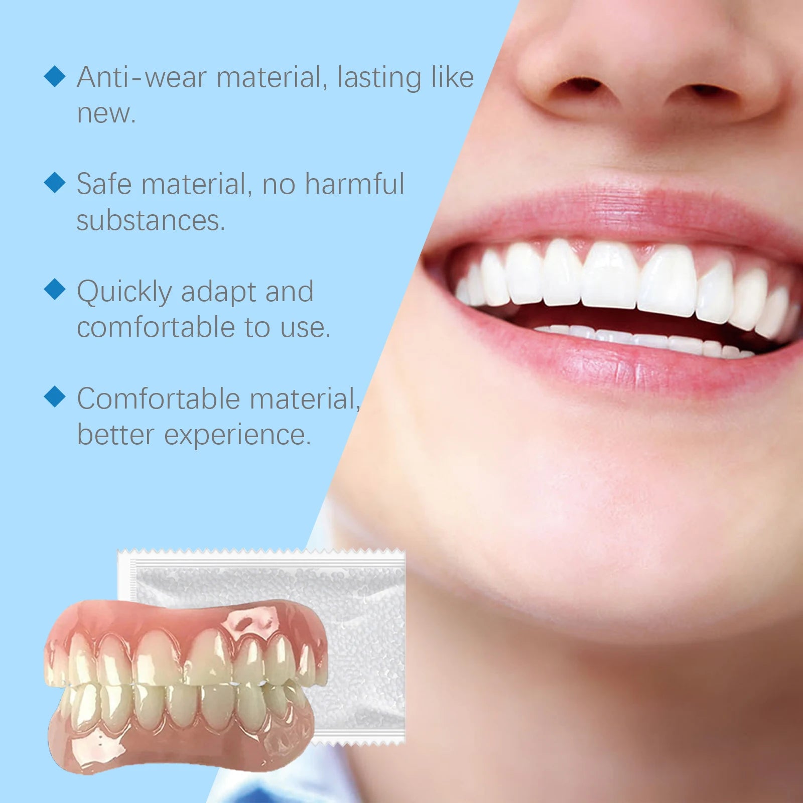 Full Denture Set Silicone False Teeth Veneers - 13