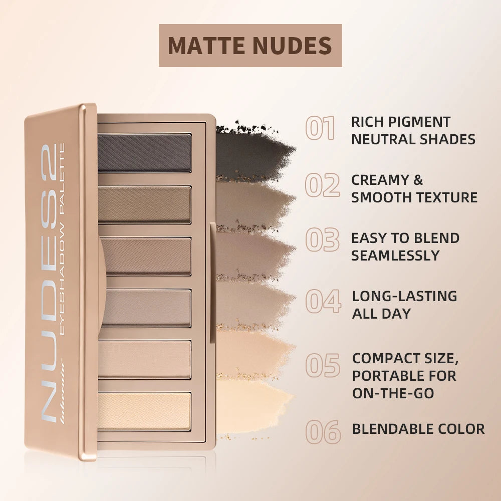 6 Color Eyeshadow Palette and Makeup Brush Set Matte Nude Eye Shadow