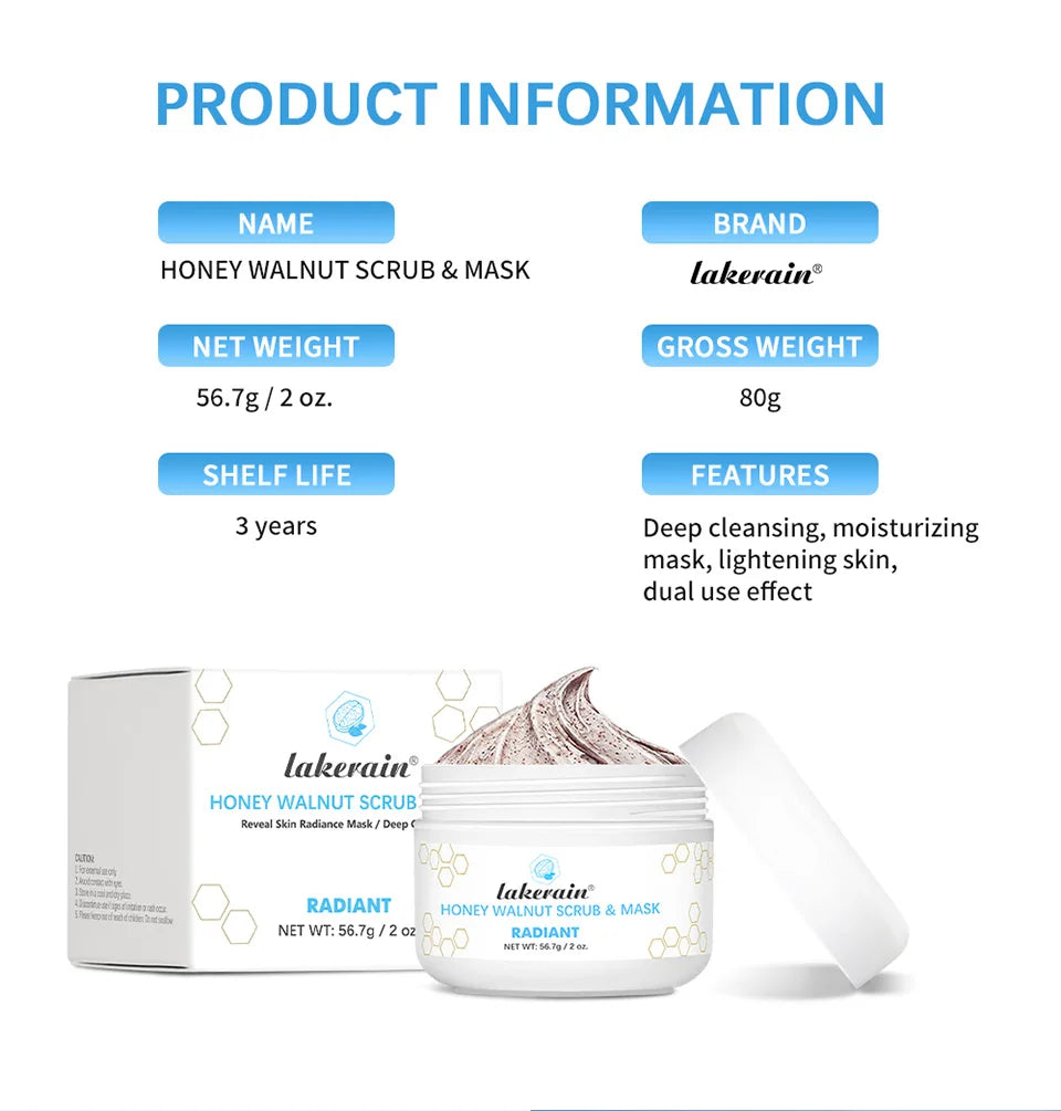 Honey Walnut Facial Scrub and Exfoliating Face Mask